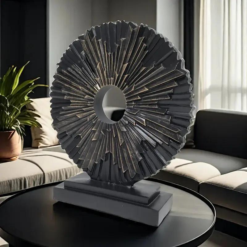 Abstract Sunburst Decorative Sculpture with Stand by House Of Avana