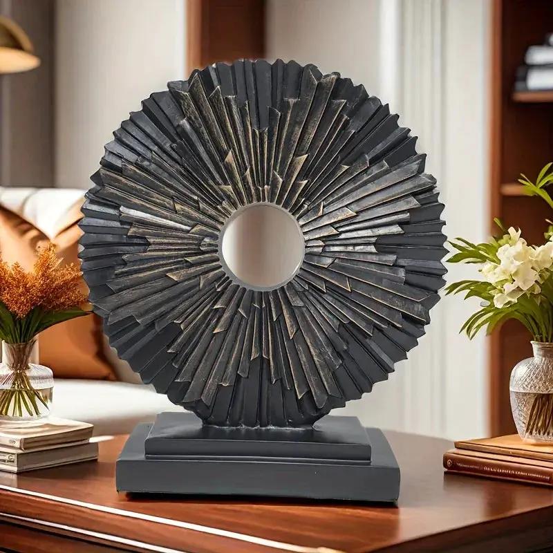 Abstract Sunburst Decorative Sculpture with Stand by House Of Avana