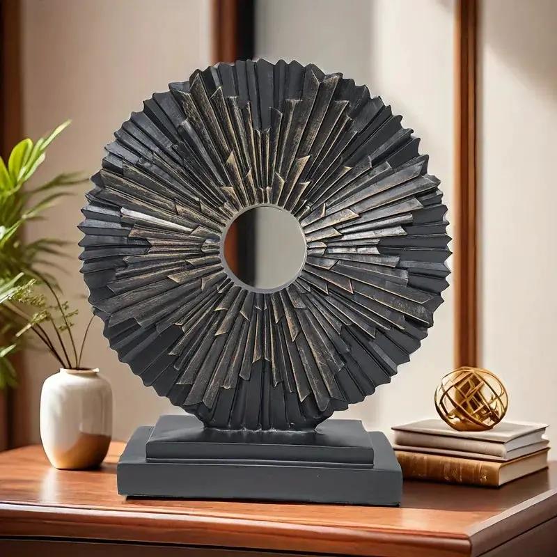 Abstract Sunburst Decorative Sculpture with Stand by House Of Avana