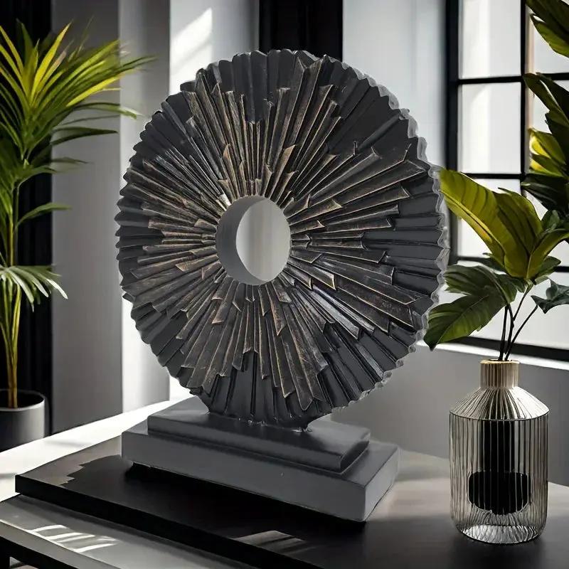 Abstract Sunburst Decorative Sculpture with Stand by House Of Avana