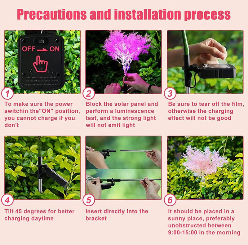 Solar Flowers Pink Rime Flower Design, Solar Powered Flowers Light Dusk to Dawn 2-Pack by Outdoor Solar Outlet