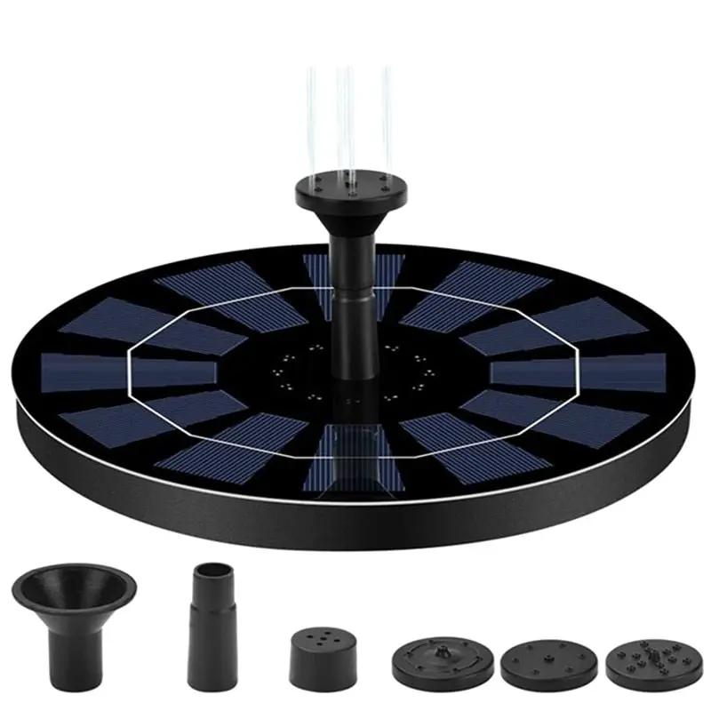Solar Fountain Pump 2.5W Circle Floating Solar Water Fountains Pump Built-in Battery Backup with 6 Nozzles by Outdoor Solar Outlet