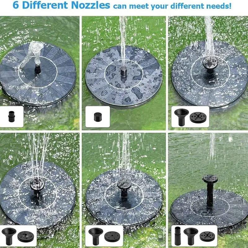 Solar Fountain Pump 2.5W Circle Floating Solar Water Fountains Pump Built-in Battery Backup with 6 Nozzles by Outdoor Solar Outlet