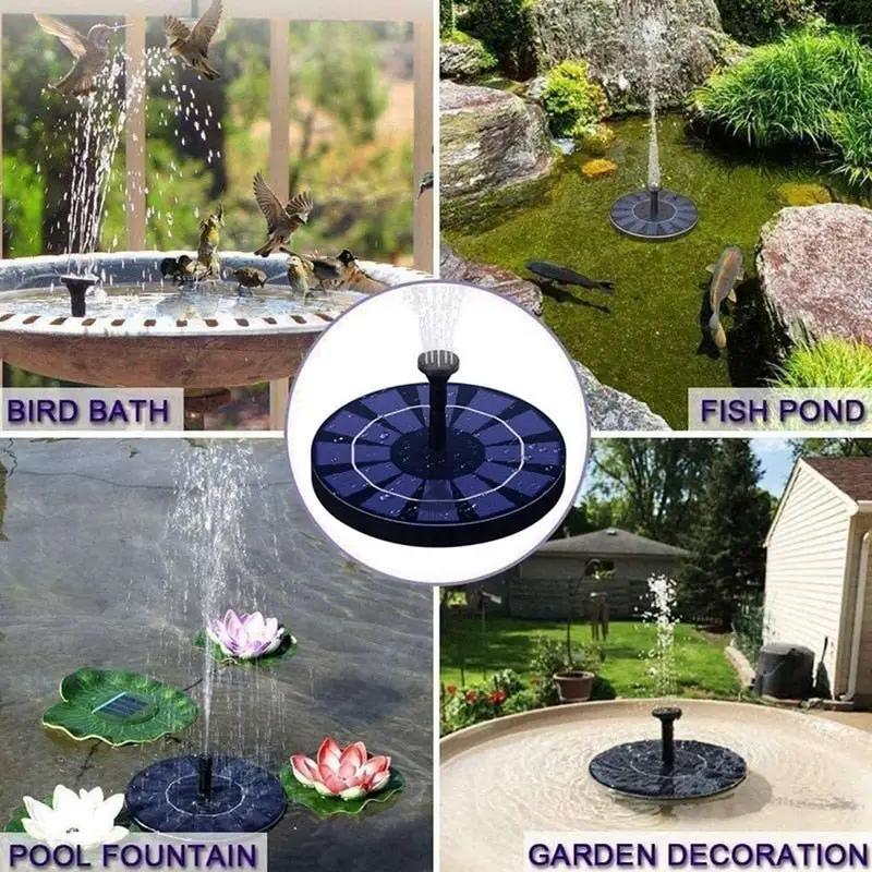 Solar Fountain Pump 2.5W Circle Floating Solar Water Fountains Pump Built-in Battery Backup with 6 Nozzles by Outdoor Solar Outlet