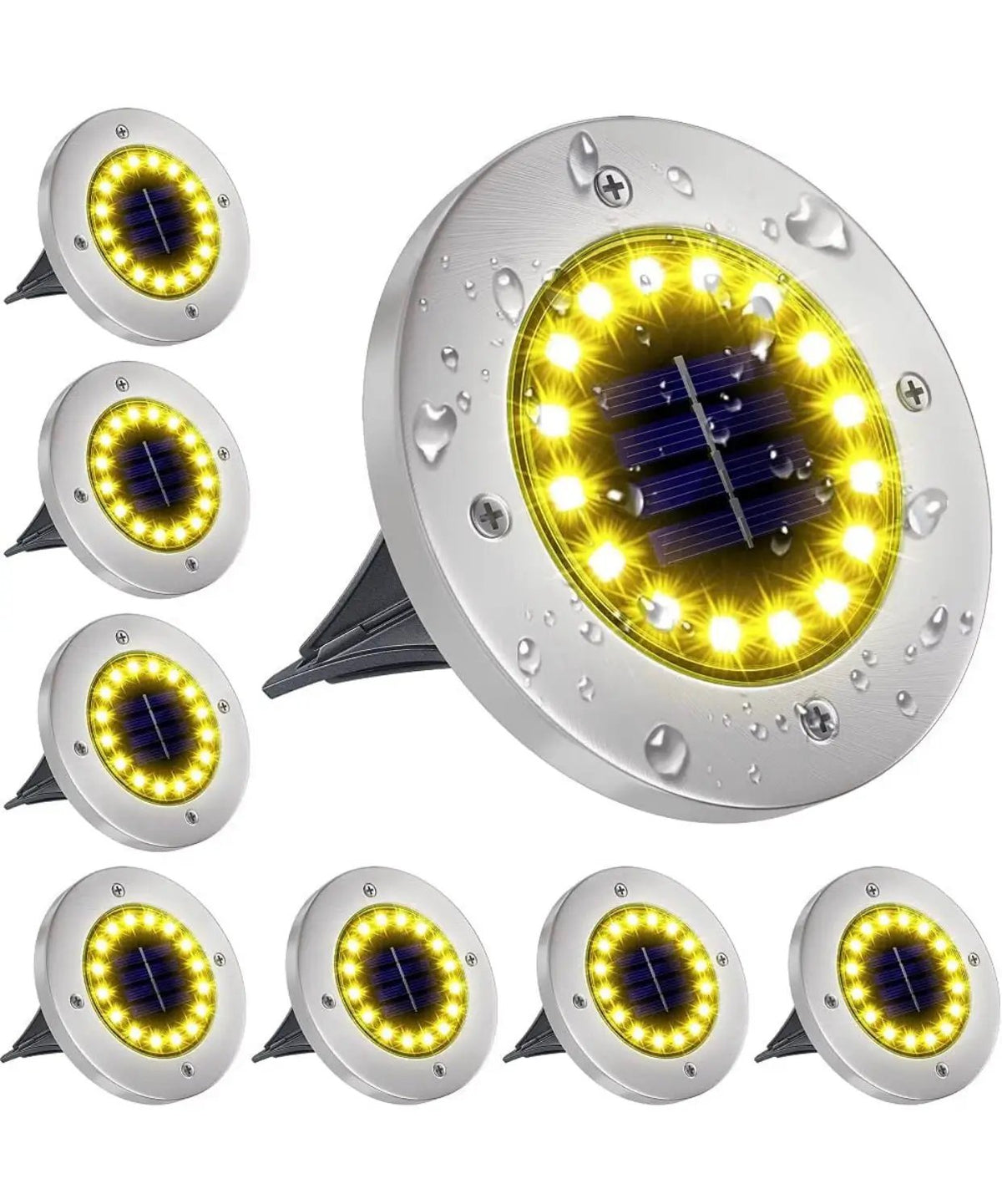LumenX Solar Garden Disk Lights 16LED Solar Ground Lights Underground Lights,4 Pack-20 Lumen by Outdoor Solar Outlet