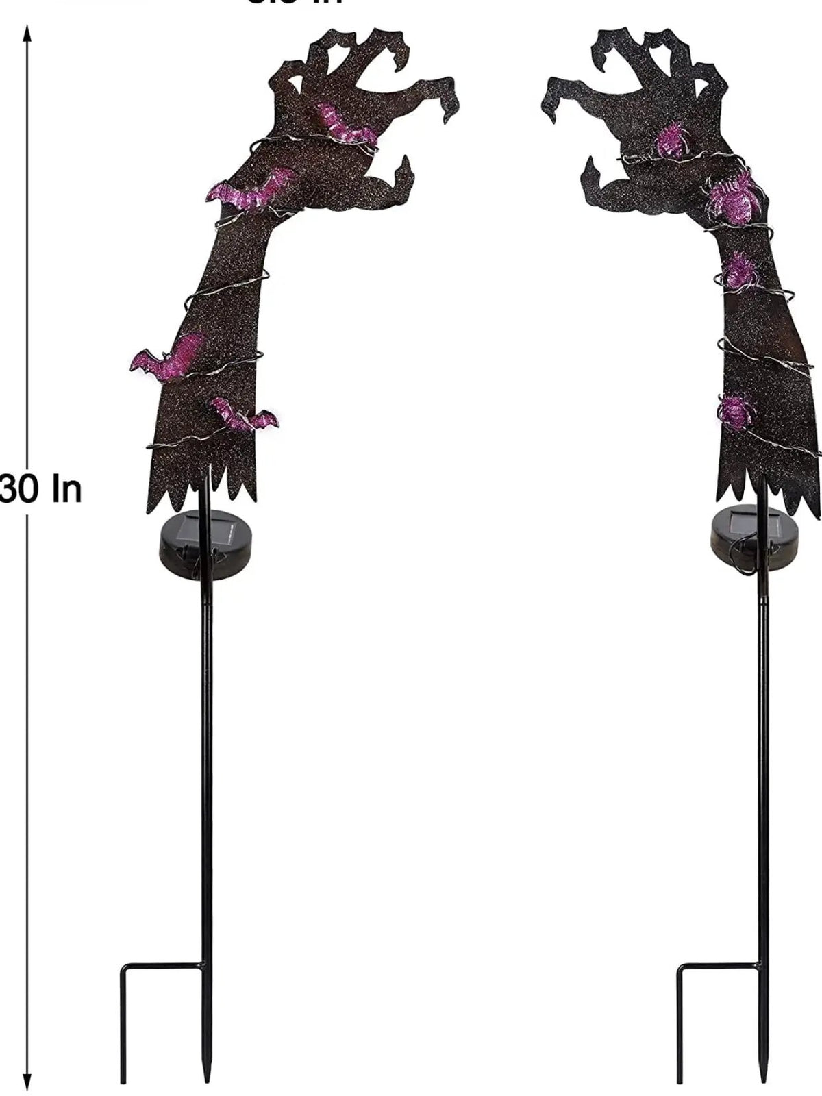 Solar Halloween Yard Decorations, Outdoor LED Solar Powered Ghost Hand Halloween Pathway Lights, Metal Garden Stakes Lawn Yard Ornament, Set of 2 by Outdoor Solar Outlet