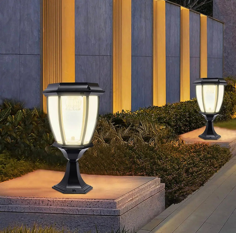 Solar Lamp Post Lights ,Outdoor Aluminum Floor Lamp,Waterproof Solar Powered Street Lights for Garden, Pathway, Driveway, Front/ Back Door, Warm White Solar Post Light,Replaceable Bulb(2 Pack) by Outdoor Solar Outlet