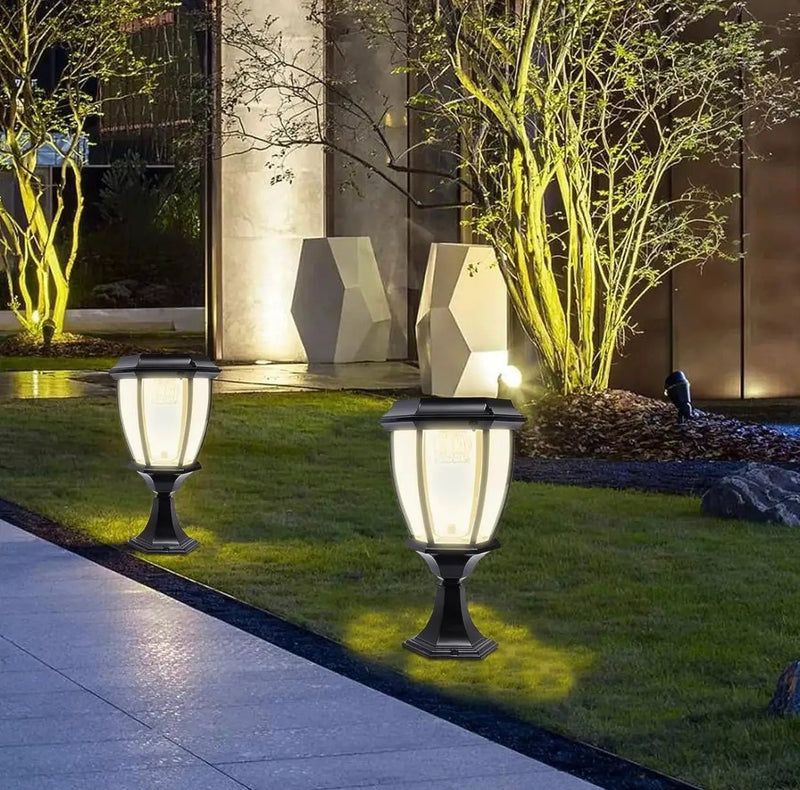Solar Lamp Post Lights ,Outdoor Aluminum Floor Lamp,Waterproof Solar Powered Street Lights for Garden, Pathway, Driveway, Front/ Back Door, Warm White Solar Post Light,Replaceable Bulb(2 Pack) by Outdoor Solar Outlet