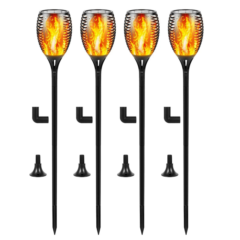 Solar LED Flame Lamp Lawn Flame Flickering Torch Light Outdoor Fire 96 LED Lights 4 Pack by Outdoor Solar Outlet