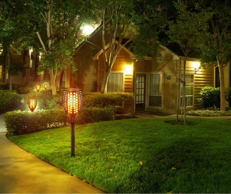 Solar LED Flame Lamp Lawn Flame Flickering Torch Light Outdoor Fire 96 LED Lights 4 Pack by Outdoor Solar Outlet