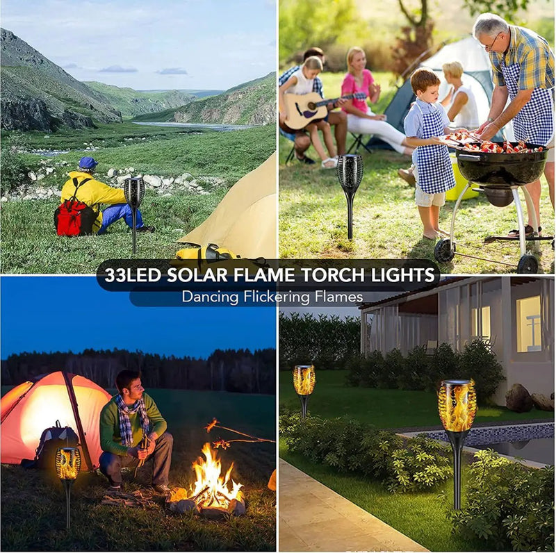 Solar LED Flame Lamp Lawn Flame Flickering Torch Light Outdoor Fire 96 LED Lights 4 Pack by Outdoor Solar Outlet