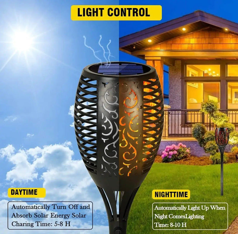 Solar LED Flame Lamp Lawn Flame Flickering Torch Light Outdoor Fire 96 LED Lights 4 Pack by Outdoor Solar Outlet