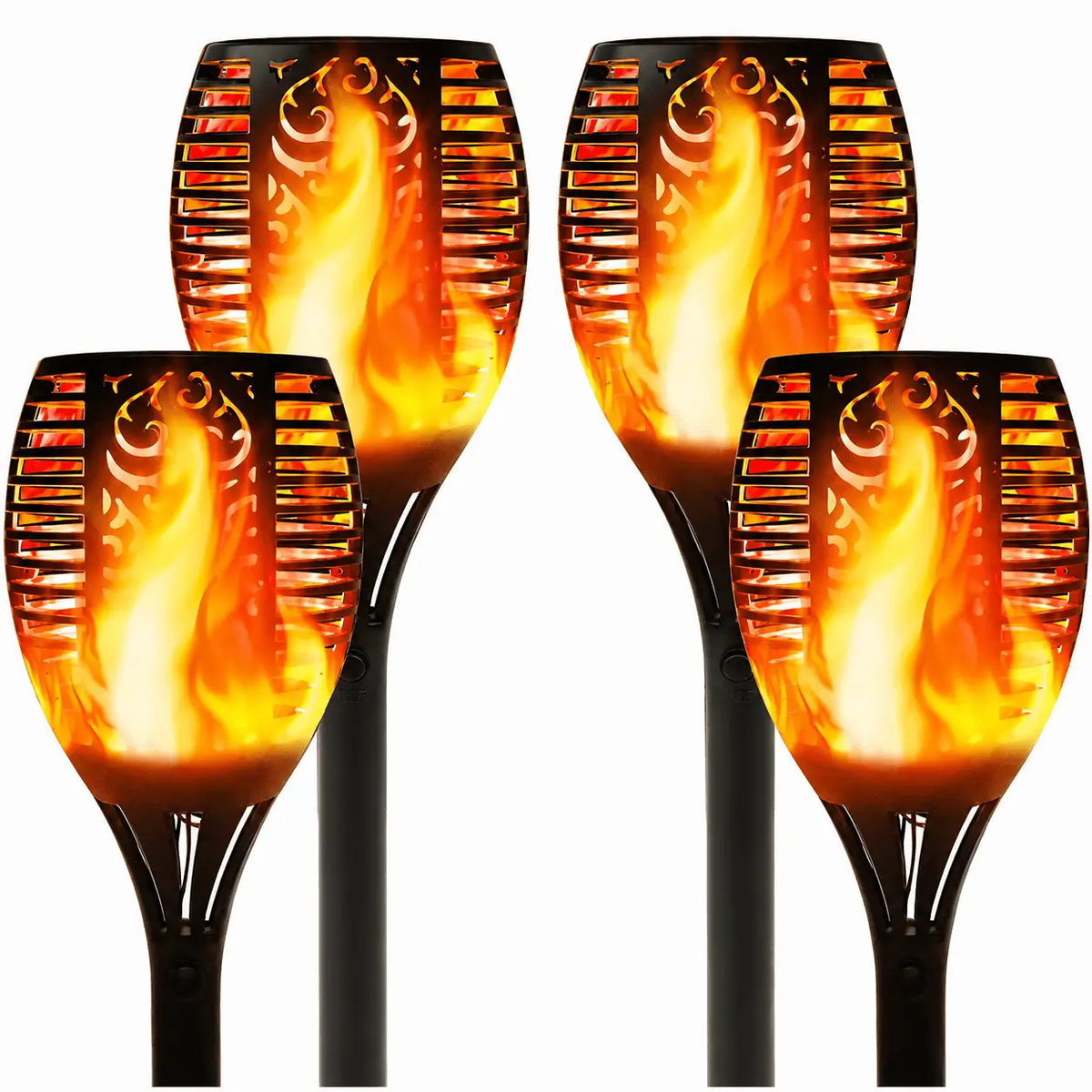 Solar LED Flame Lamp Lawn Flame Flickering Torch Light Outdoor Fire 96 LED Lights 4 Pack by Outdoor Solar Outlet