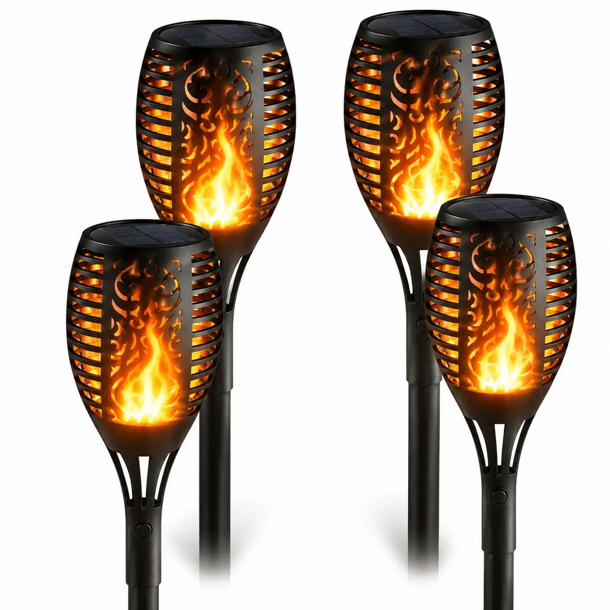 Solar LED Flame Lamp Lawn Flame Flickering Torch Light Outdoor Fire 96 LED Lights 4 Pack by Outdoor Solar Outlet
