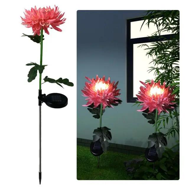 Solar LED Light Artificial Chrysanthemum Flower (3 Pack) by Outdoor Solar Outlet