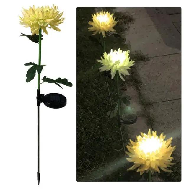 Solar LED Light Artificial Chrysanthemum Flower (3 Pack) by Outdoor Solar Outlet