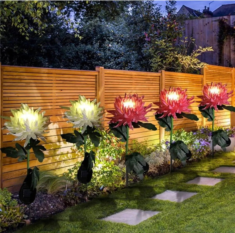 Solar LED Light Artificial Chrysanthemum Flower (3 Pack) by Outdoor Solar Outlet