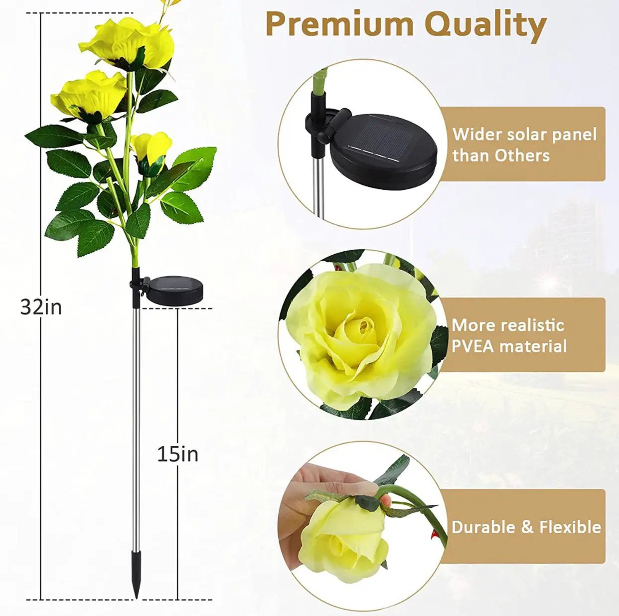 Solar LED Rose Flower Light (2 Pack) by Outdoor Solar Outlet