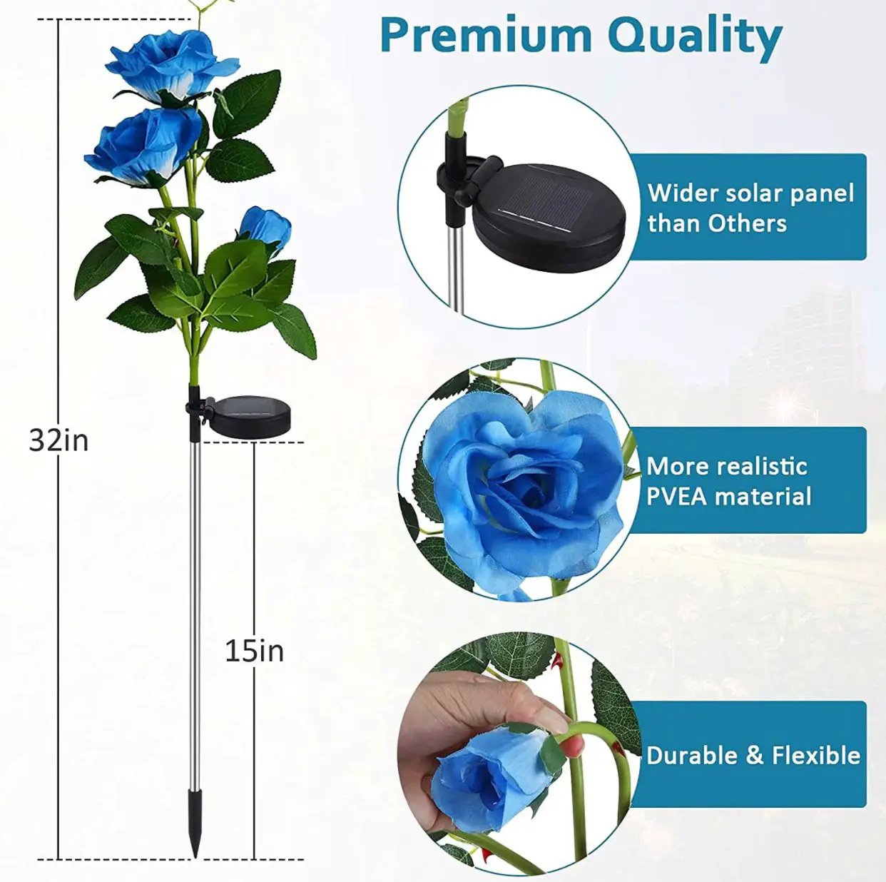 Solar LED Rose Flower Light (2 Pack) by Outdoor Solar Outlet