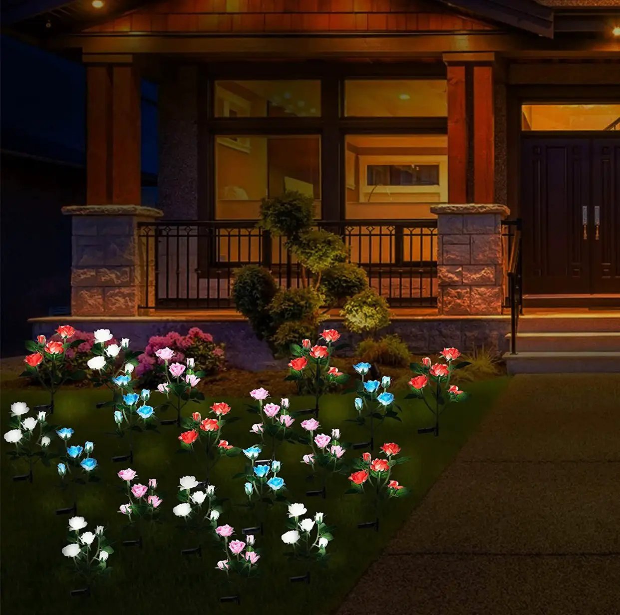 Solar LED Rose Flower Light (2 Pack) by Outdoor Solar Outlet