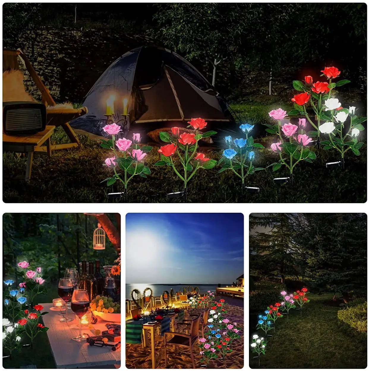 Solar LED Rose Flower Light (2 Pack) by Outdoor Solar Outlet