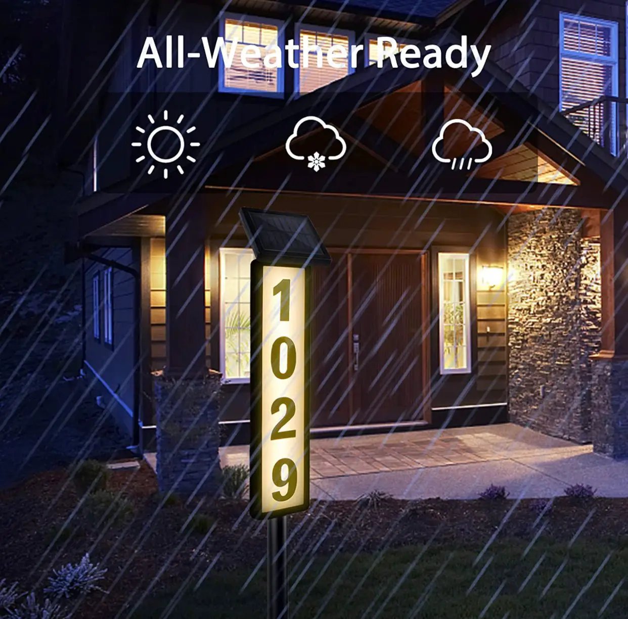 Solar Lighted House Address Numbers Sign,25 Lumen Five Digit by Outdoor Solar Outlet
