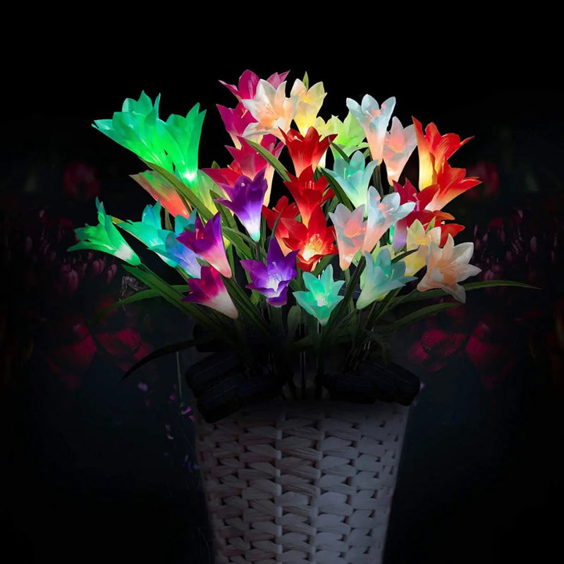 Solar Lily Flower Lights (Pack of 4 = 16 Flowers) by Outdoor Solar Outlet