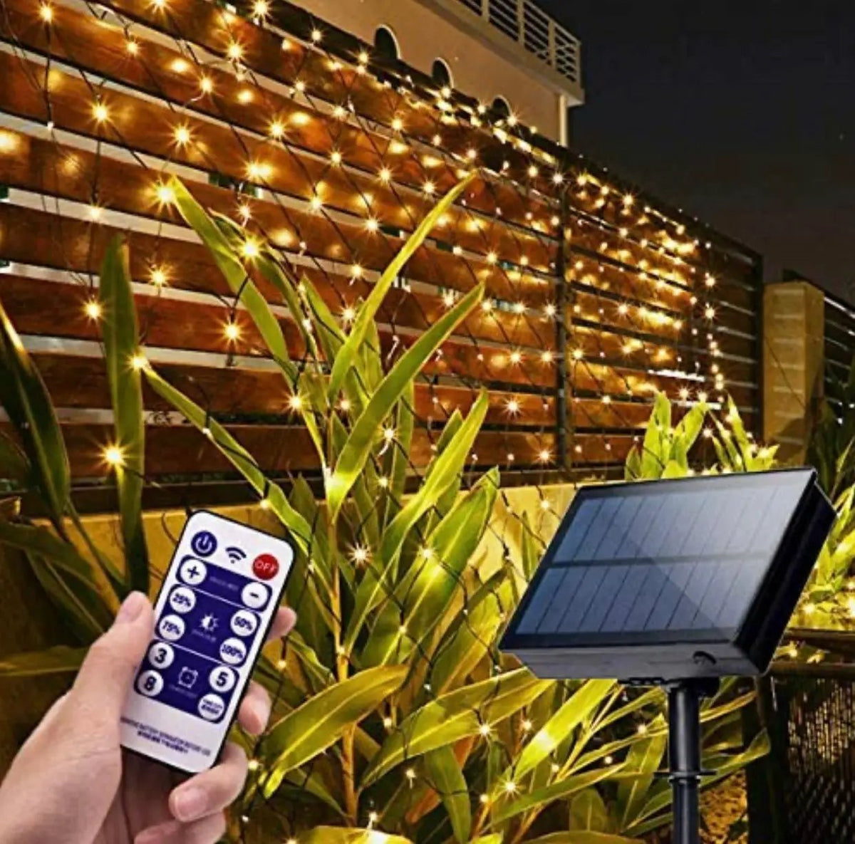 Solar Net Mesh Lights 360 LED with Remote, 11.8Ft x 4.9Ft Fence String Light by Outdoor Solar Outlet