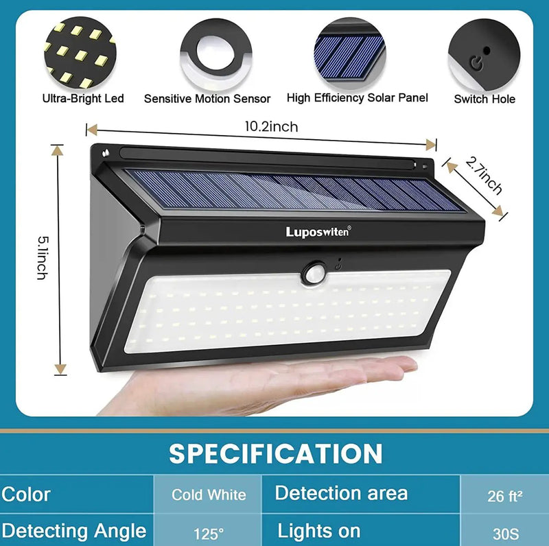 Solar Outdoor Lights 100 LED Motion Sensor Solar Security Lights 4-Pack by Outdoor Solar Outlet