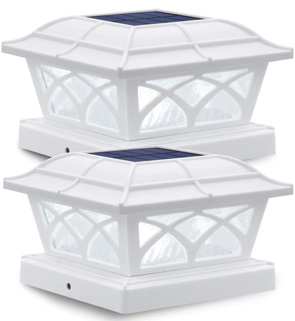 Solar Post Cap Lights Outdoor Glass 2 Modes 8 LEDs for 4x4 5x5 6x6 Posts Fence Deck Patio Decoration Warm White/Cool White (2 Pack) by Outdoor Solar Outlet