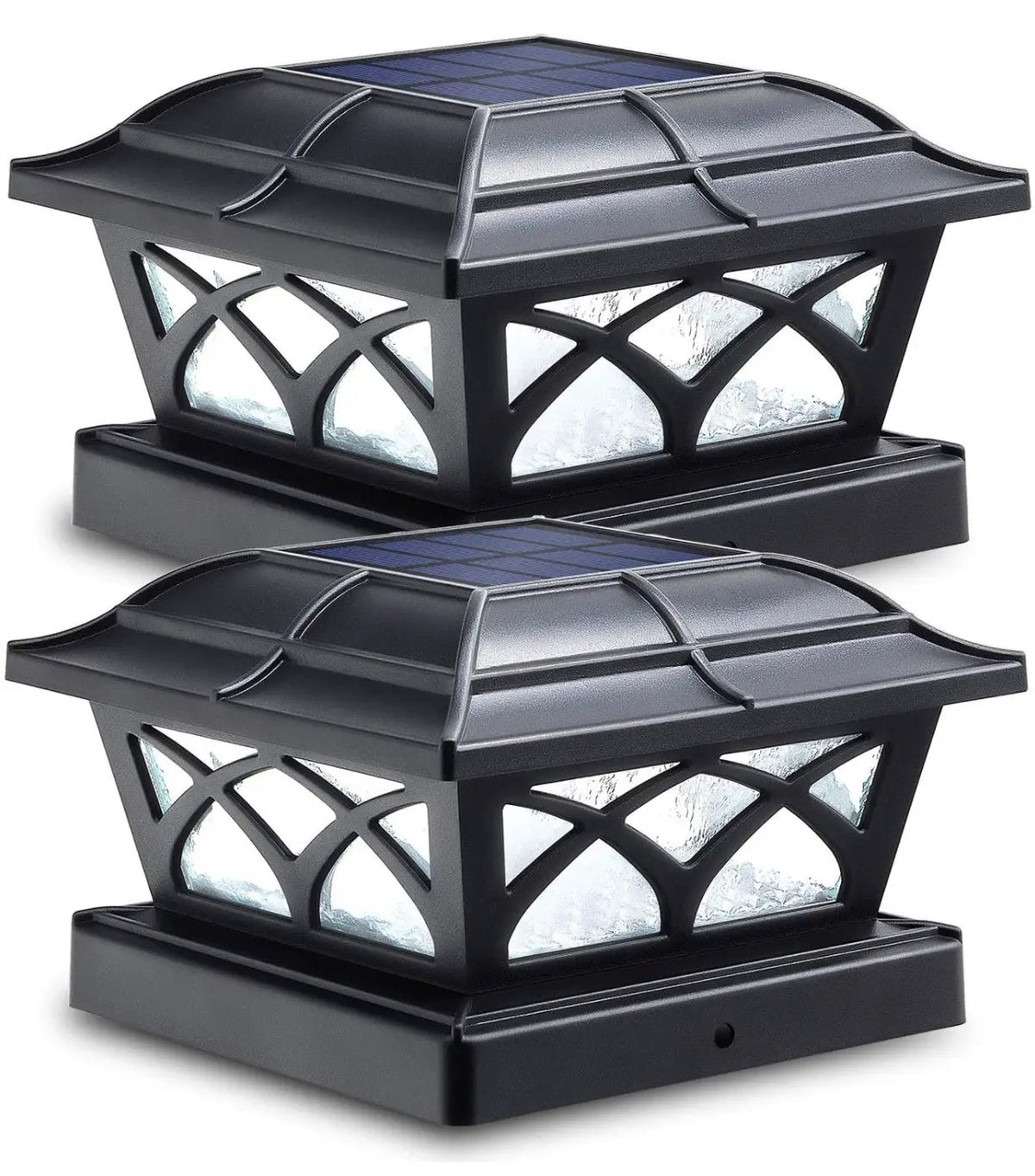 Solar Post Cap Lights Outdoor Glass 2 Modes 8 LEDs for 4x4 5x5 6x6 Posts Fence Deck Patio Decoration Warm White/Cool White (2 Pack) by Outdoor Solar Outlet