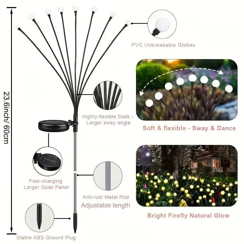 Solar Powered Garden Firefly Lights Set of 4 by House Of Avana