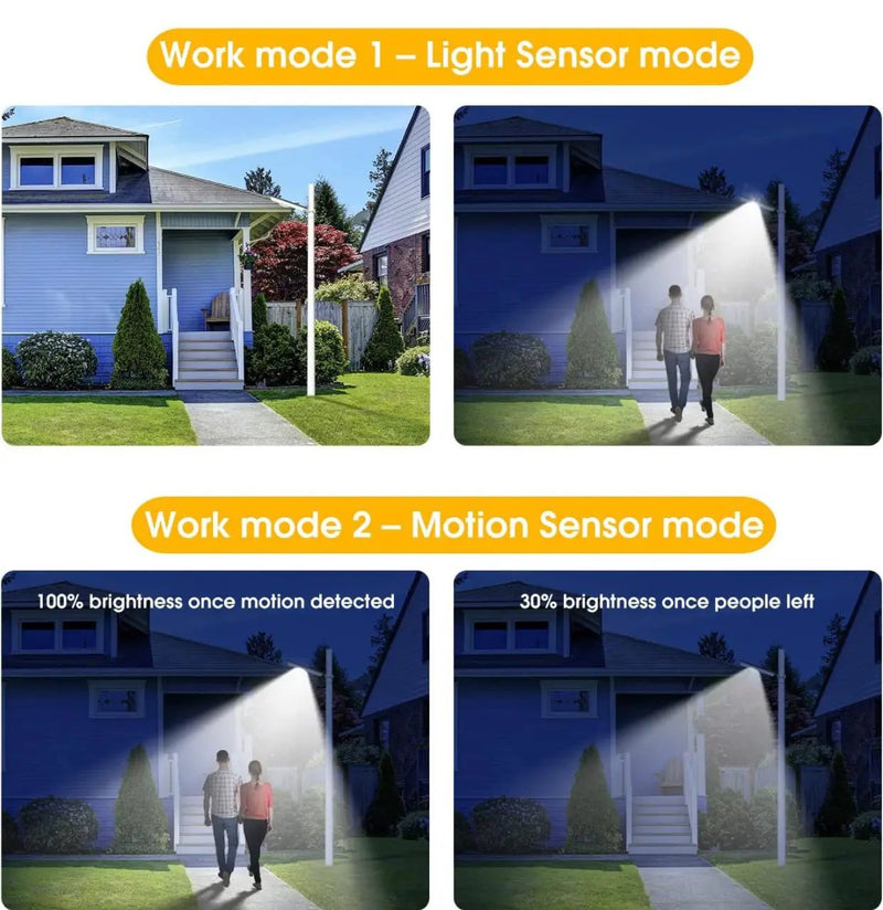 Solar Street Lights Outdoor, Cool White/Warm White Solar Street Light Dusk to Dawn/Motion Sensor, 1300LM IP65 Waterproof, Dimmable Remote Control by Outdoor Solar Outlet