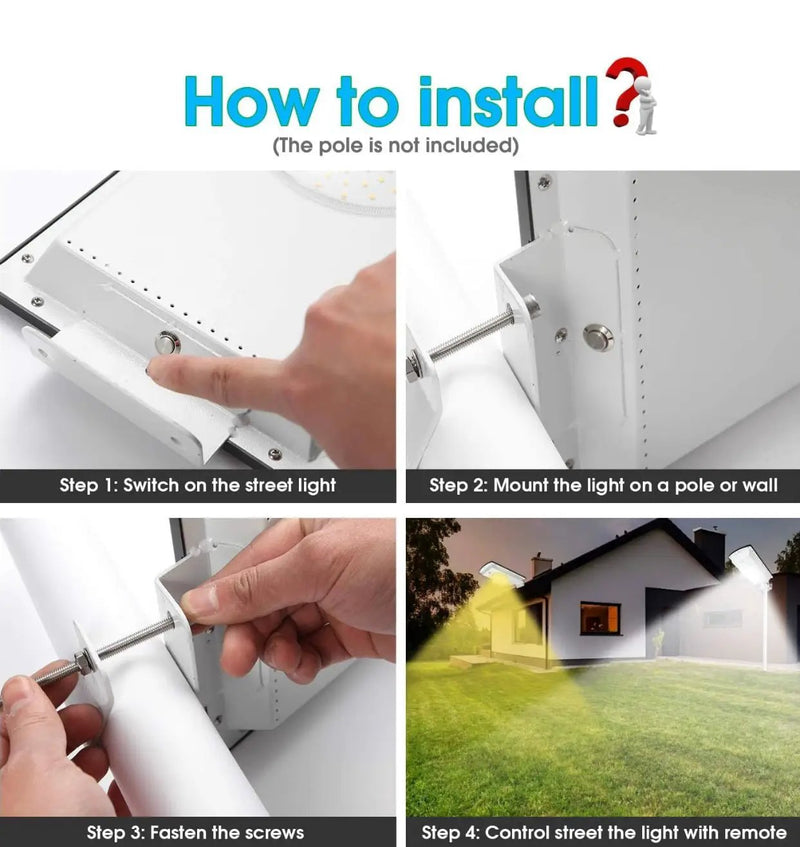 Solar Street Lights Outdoor, Cool White/Warm White Solar Street Light Dusk to Dawn/Motion Sensor, 1300LM IP65 Waterproof, Dimmable Remote Control by Outdoor Solar Outlet