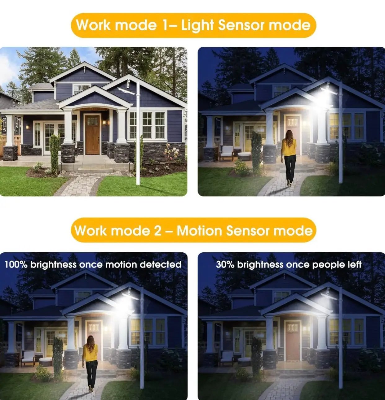 Solar Street Lights Outdoor, Cool White/Warm White Solar Street Light Dusk to Dawn/Motion Sensor, 1300LM IP65 Waterproof, Dimmable Remote Control by Outdoor Solar Outlet