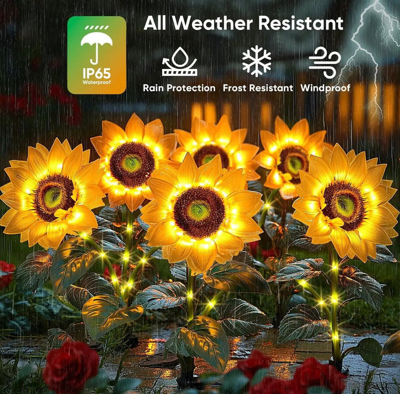 Solar Sunflower Lights 3 Pack with 9 Sunflower Lights by Outdoor Solar Outlet