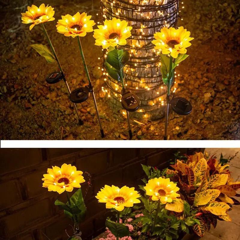 Solar Sunflower Lights 3 Pack with 9 Sunflower Lights by Outdoor Solar Outlet