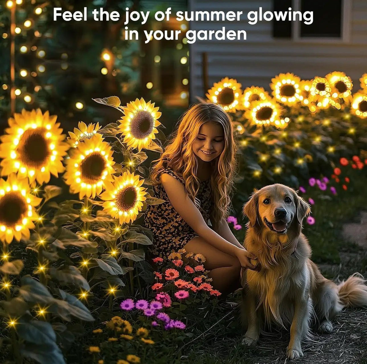 Solar Sunflower Lights 3 Pack with 9 Sunflower Lights by Outdoor Solar Outlet