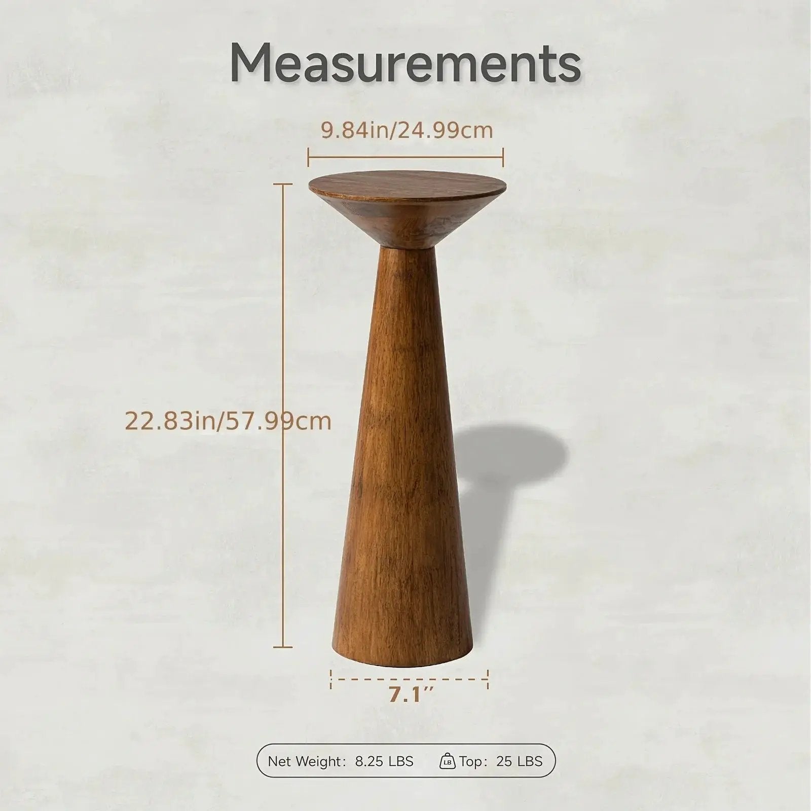 Solid Wood Modern Farmhouse Tall Pedestal End Table with Round Top - Lightweight Sturdy Indoor/Outdoor Accent Table, Walnut Finish, Compact Round Drink Table for Patio, Living Room, Bedroom, Small Space - Durable Wood Constru by House Of Avana