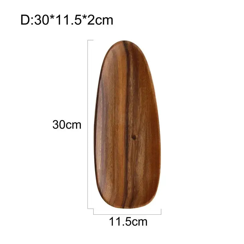 Solid Wood Oval Serving Tray with Irregular Shape for Fruit and Bread by House Of Avana