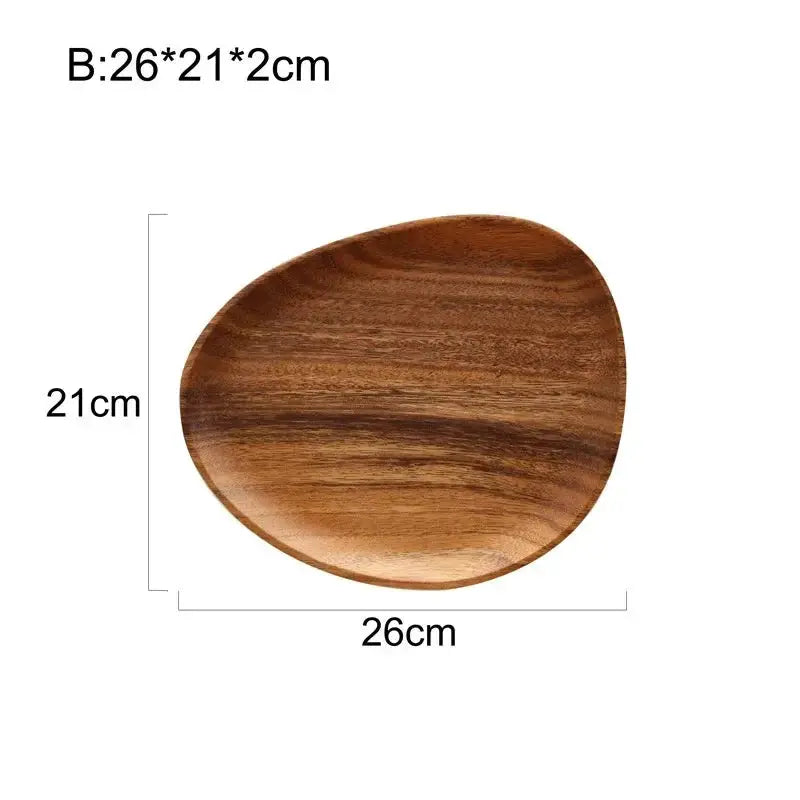 Solid Wood Oval Serving Tray with Irregular Shape for Fruit and Bread by House Of Avana