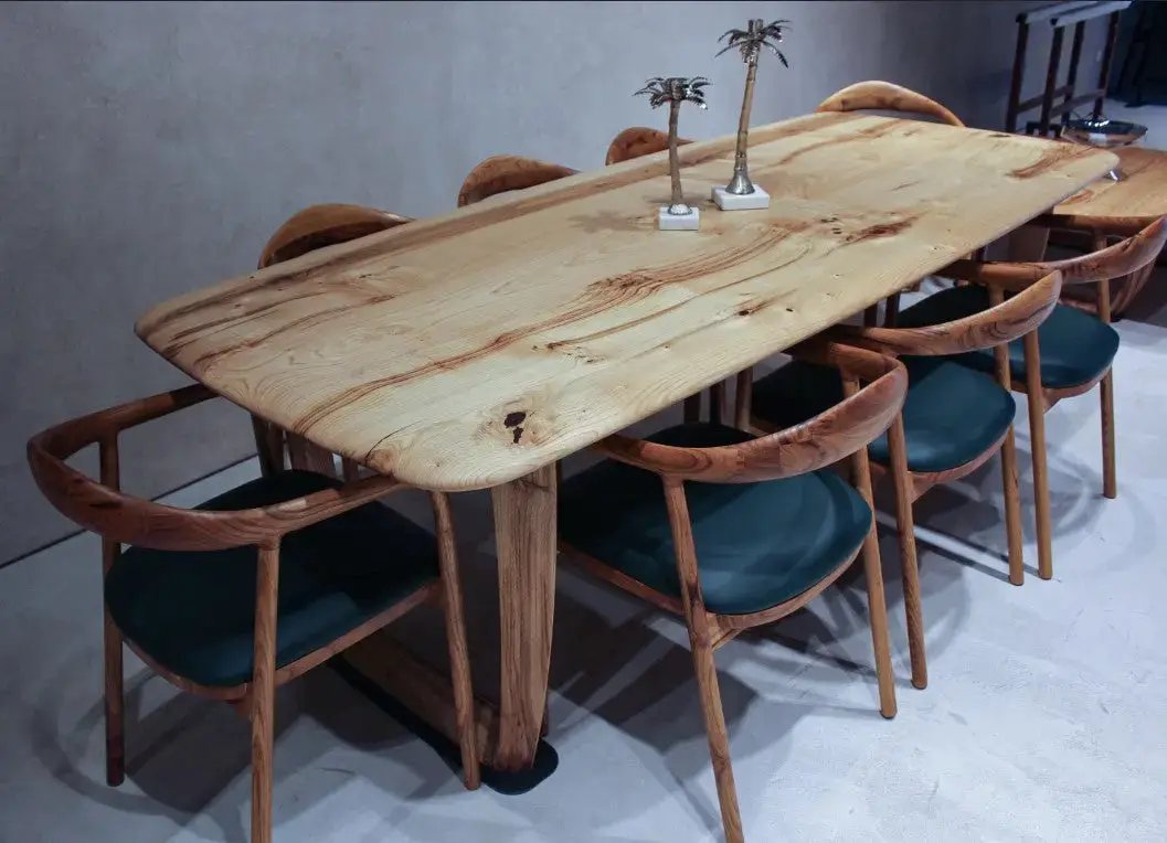 Rustic Solid Chestnut Wood Dining Table with Chestnut Legs by Gizz