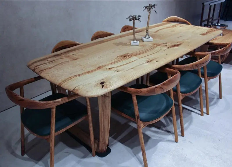 Rustic Solid Chestnut Wood Dining Table with Chestnut Legs by Gizz