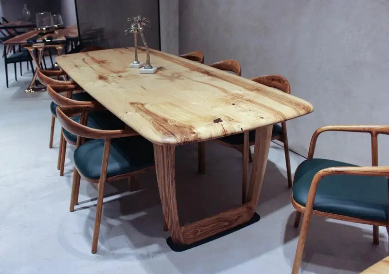 Rustic Solid Chestnut Wood Dining Table with Chestnut Legs by Gizz