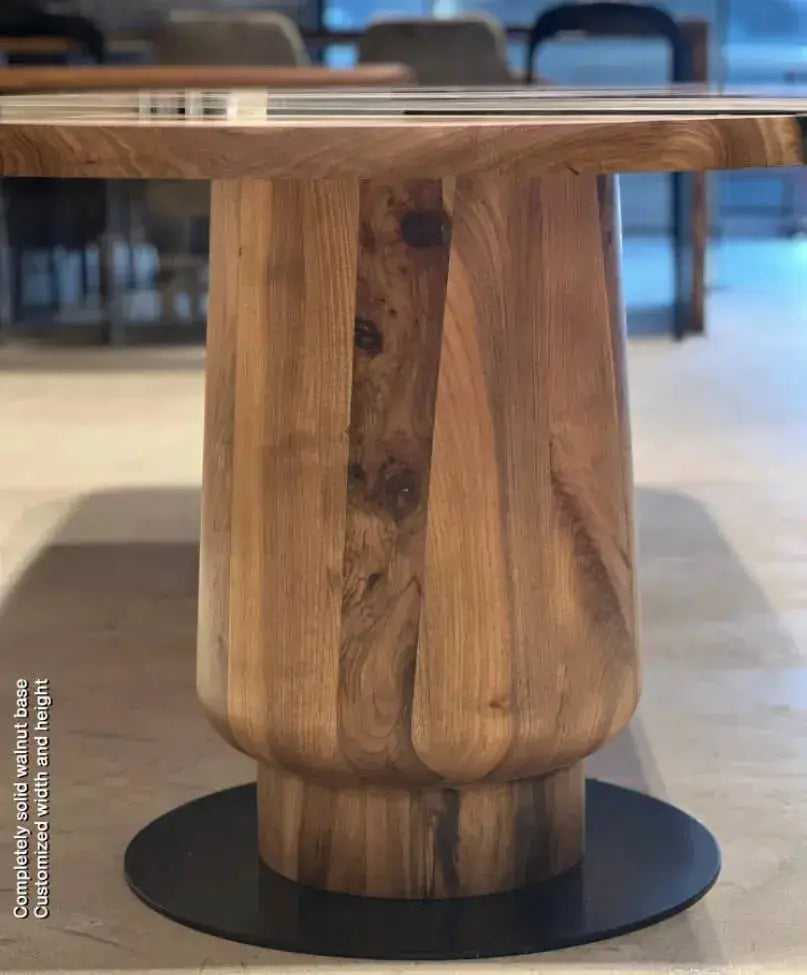 Round Epoxy Resin Table with Wooden Tulip Base Made of Walnut by Gizz