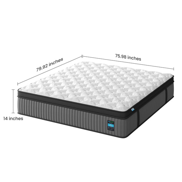 14" King Hybrid Mattress with Memory Foam & Pocket Springs - Grey & White, photo 2 of 4