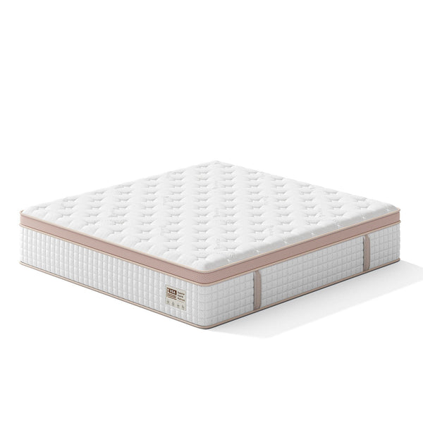 14" King Size Firm Hybrid Mattress with Gel Memory Foam and Pocket Springs - White