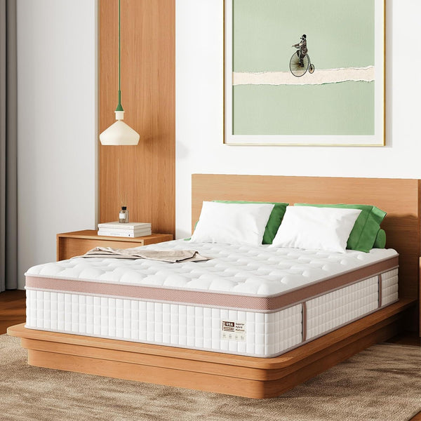 14" King Size Firm Hybrid Mattress with Gel Memory Foam and Pocket Springs - White, photo 2 of 4