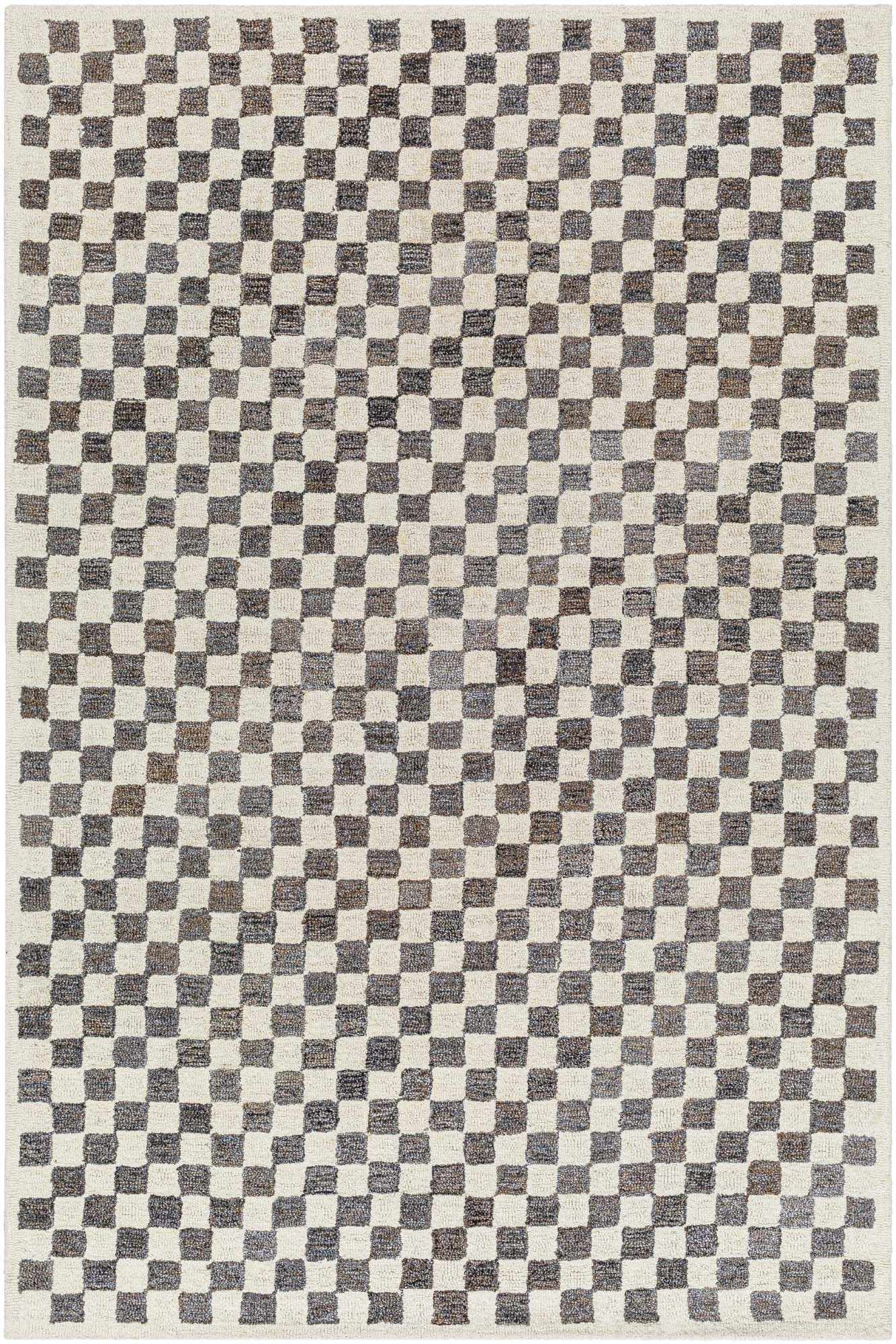 Halen Taupe Checkered Area Rug by Boutique Rugs