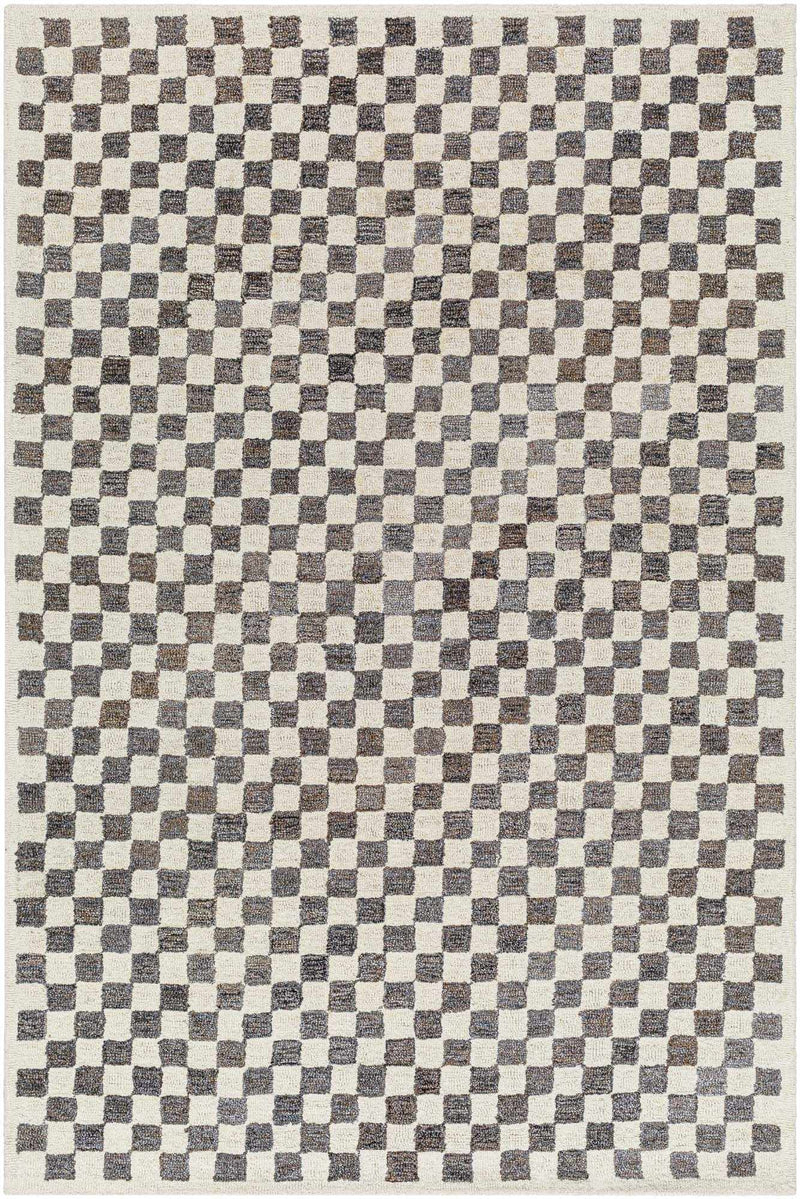 Halen Taupe Checkered Area Rug by Boutique Rugs